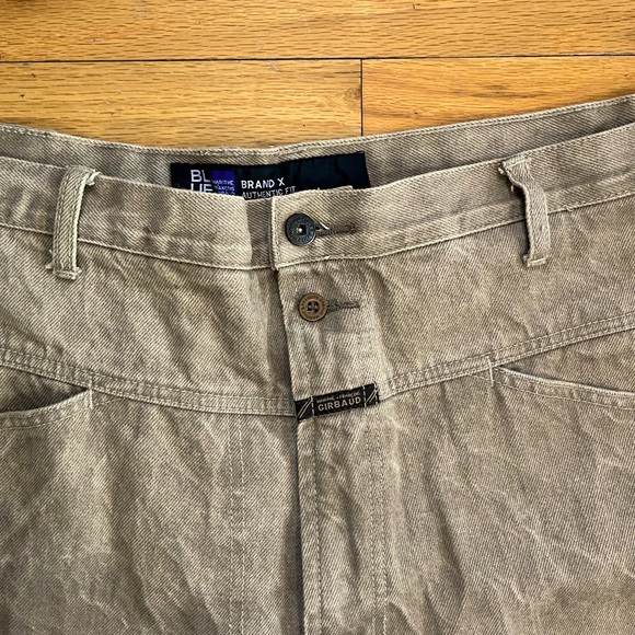VTG Girbaud Brand X Denim Jeans 42x25 Khaki Tan Y2K Hip-Hop Skater Loose Baggy - Picture 4 of 15